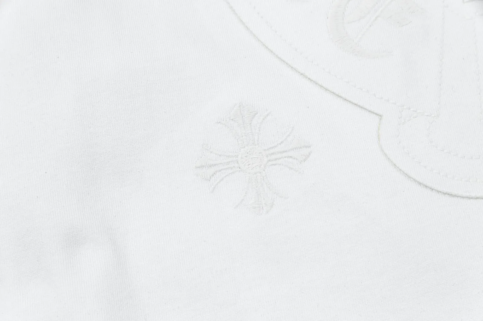 🅿️200 [CH Crow Heart] 2025FW short-sleeved T-shirt, patch embroidery, high-end 26s double yarn 300g fabric, heavy fabric, custom stretcher rib, same cylinder and dye, complete three standards, same style for men and women, color: black, white, size: S M L XL 2XL